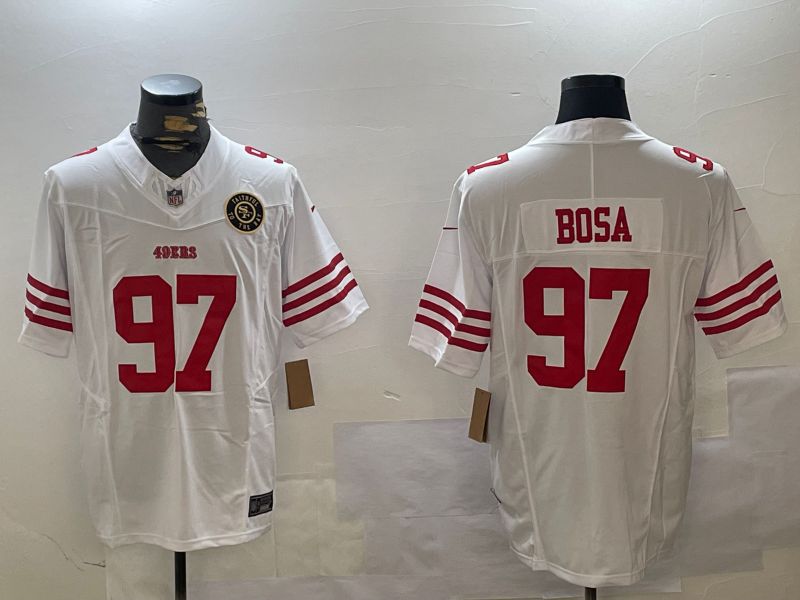 Men San Francisco 49ers 97 Bosa White three generations 2024 Nike Limited NFL Jersey style 2